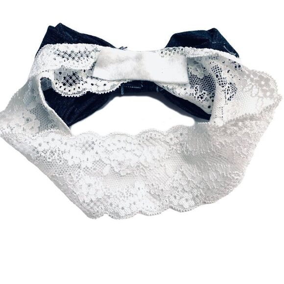 DENIM Bow and Lace Headband - Picture 3 of 4